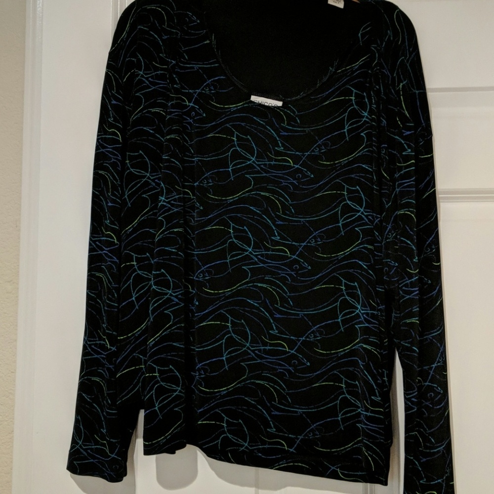 Short jacket with tank top, black w/green s & blue